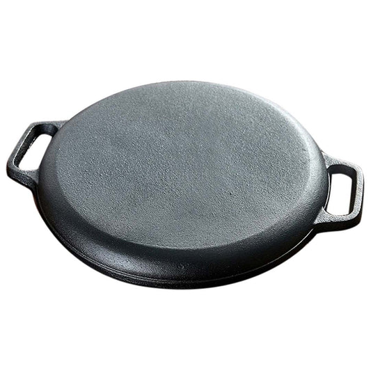 SOGA 2x Cast Iron Frying Pan Skillet Coating Steak Sizzle Platter 30cm