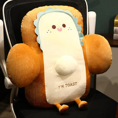 SOGA 58cm Smiley Face Toast Bread Cushion Stuffed Car Seat Plush Cartoon Back Support Pillow Home Decor