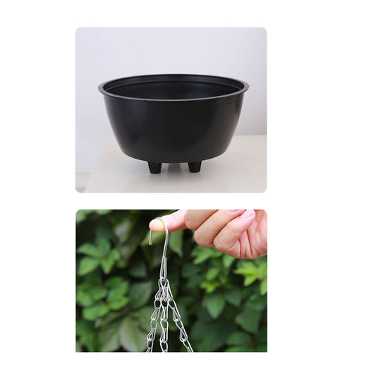 SOGA White Small Hanging Resin Flower Pot Self Watering Basket Planter Outdoor Garden Decor