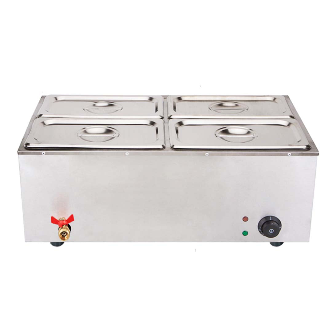 SOGA Stainless Steel 4 X 1/2 GN Pan Electric Bain-Marie Food Warmer with Lid