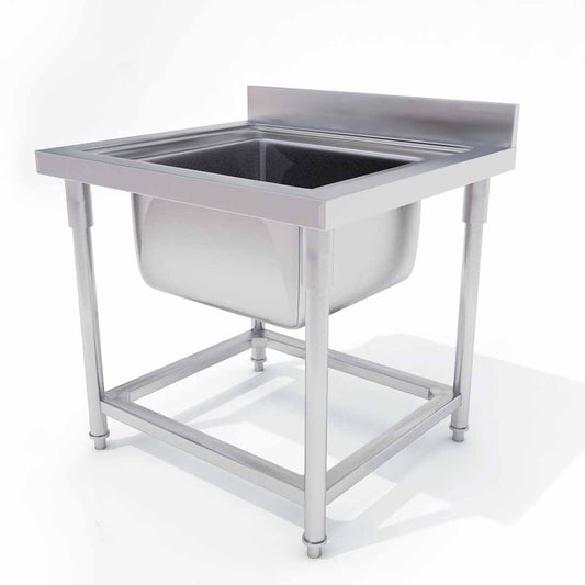 SOGA Stainless Steel Work Bench Sink Commercial Restaurant Kitchen Food Prep 70*70*85cm