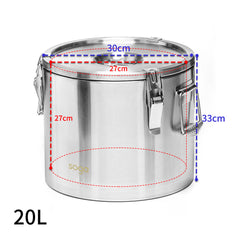 SOGA 2X 20L 304 Stainless Steel Insulated Food Carrier Warmer Container