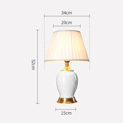 SOGA 4X Ceramic Oval Table Lamp with Gold Metal Base Desk Lamp White