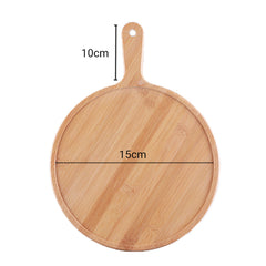 SOGA 6 inch Blonde Round Premium Wooden Serving Tray Board Paddle with Handle Home Decor