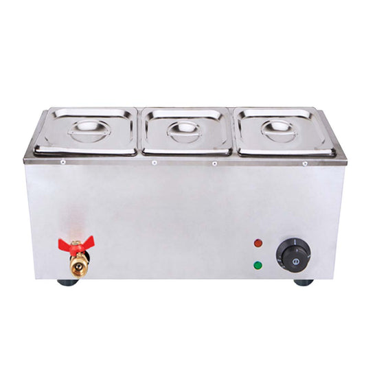 SOGA 2X Stainless Steel 3 X 1/2 GN Pan Electric Bain-Marie Food Warmer with Lid
