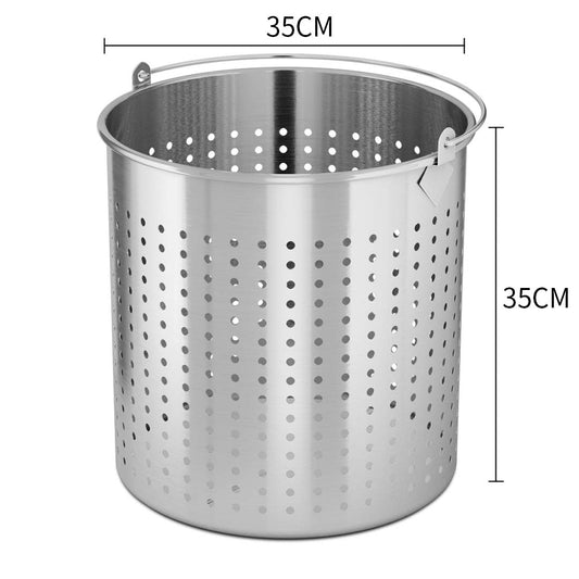 SOGA 2X 33L 18/10 Stainless Steel Perforated Stockpot Basket Pasta Strainer with Handle