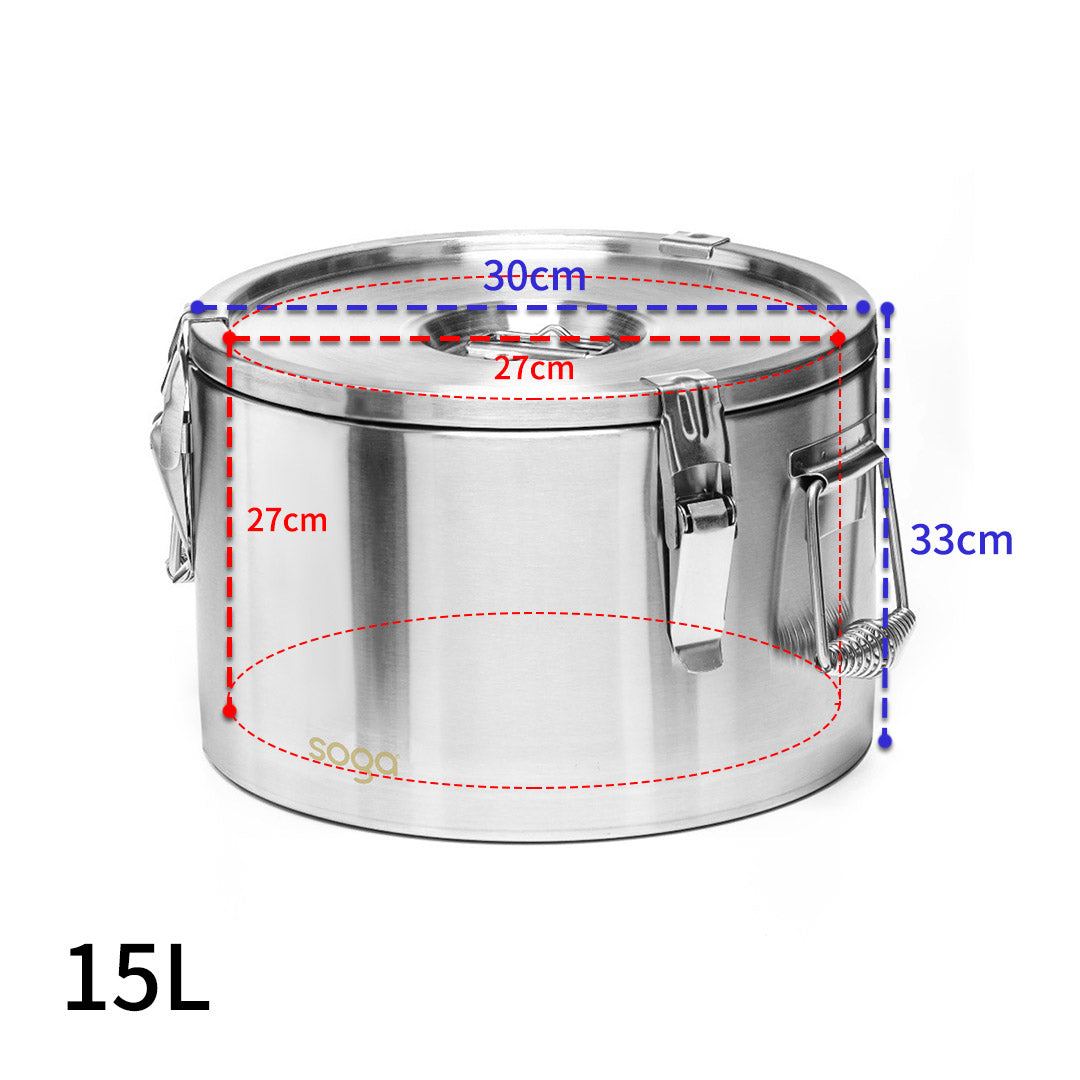 SOGA 15L 304 Stainless Steel Insulated Food Carrier Warmer Container –  heyhey