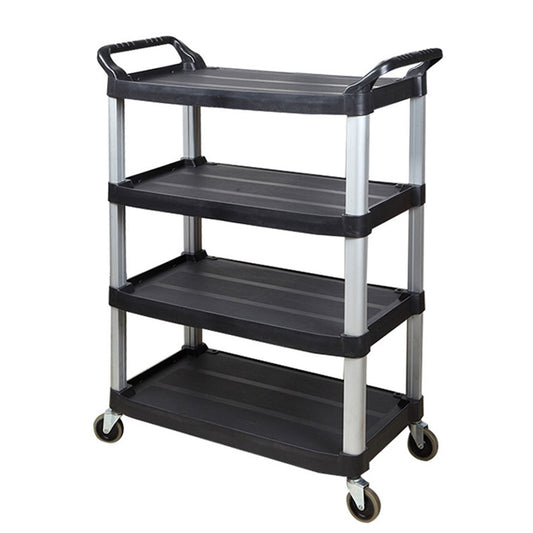 SOGA 2X 4 Tier Food Trolley Portable Kitchen Cart Multifunctional Big Utility Service with wheels 950x500x1270mm Black