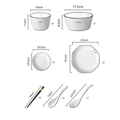 SOGA Diamond Pattern Ceramic Dinnerware Crockery Soup Bowl Plate Server Kitchen Home Decor Set of 8