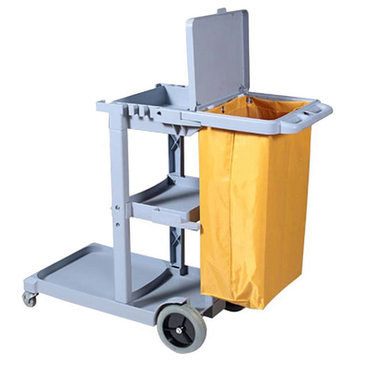 SOGA 2X 3 Tier Multifunction Janitor Cleaning Waste Cart Trolley and Waterproof Bag with Lid