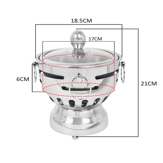 SOGA Stainless Steel Mini Asian Buffet Hot Pot Single Person Shabu Alcohol Stove Burner with Glass Lid