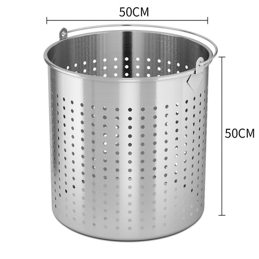 SOGA 98L 18/10 Stainless Steel Perforated Stockpot Basket Pasta Strainer with Handle