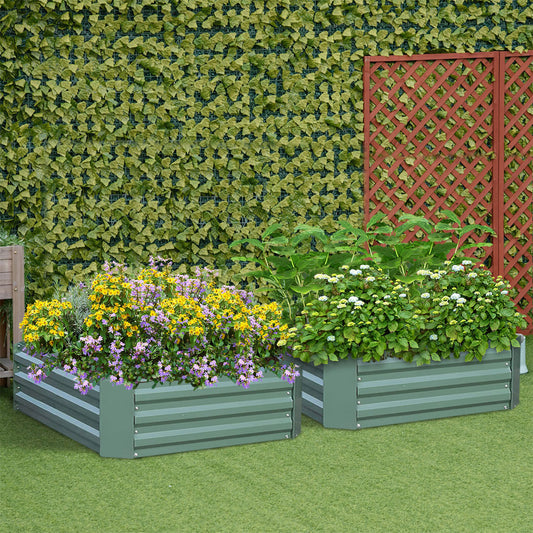 SOGA 120X90cm Rectangle Galvanised Raised Garden Bed Vegetable Herb Flower Outdoor Planter Box