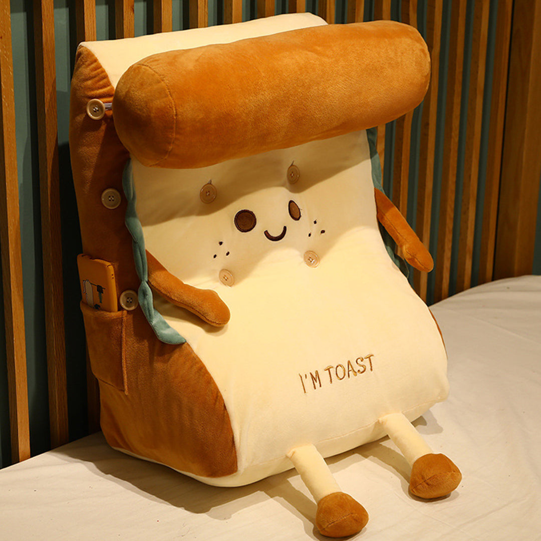 SOGA Smiley Face Toast Bread Wedge Cushion Stuffed Plush Cartoon Back Support Pillow Home Decor