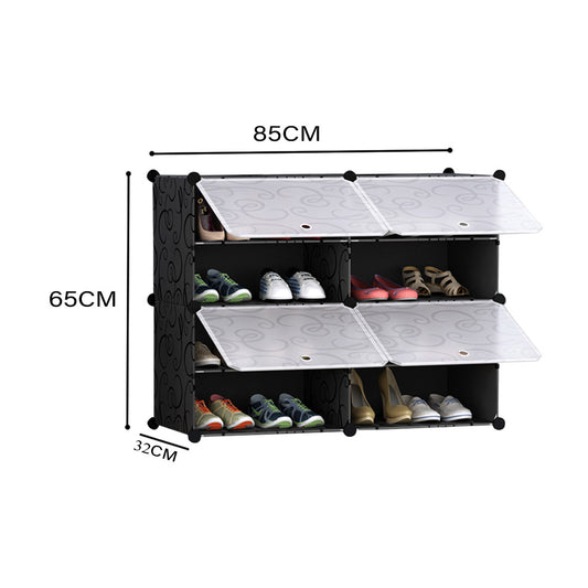 SOGA 4 Tier 2 Column Shoe Rack Organizer Sneaker Footwear Storage Stackable Stand Cabinet Portable Wardrobe with Cover