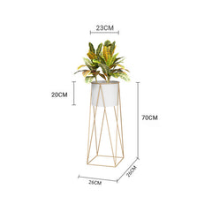 SOGA 4X 70cm Gold Metal Plant Stand with White Flower Pot Holder Corner Shelving Rack Indoor Display