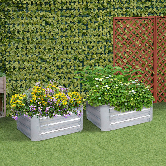 SOGA 2X 100cm Square Galvanised Raised Garden Bed Vegetable Herb Flower Outdoor Planter Box