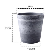 SOGA 2X 27cm Weathered Grey Round Resin Plant Flower Pot in Cement Pattern Planter Cachepot for Indoor Home Office
