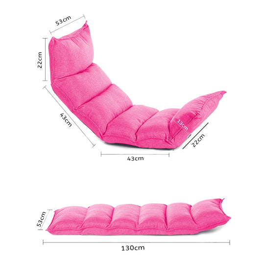 SOGA 2X Foldable Tatami Floor Sofa Bed Meditation Lounge Chair Recliner Lazy Couch Pink