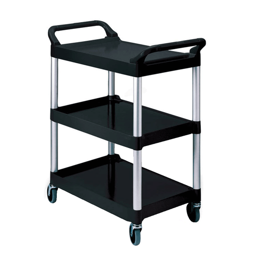 SOGA 2X 3 Tier Food Trolley Portable Kitchen Cart Multifunctional Big Utility Service with wheels 830x420x950mm Black