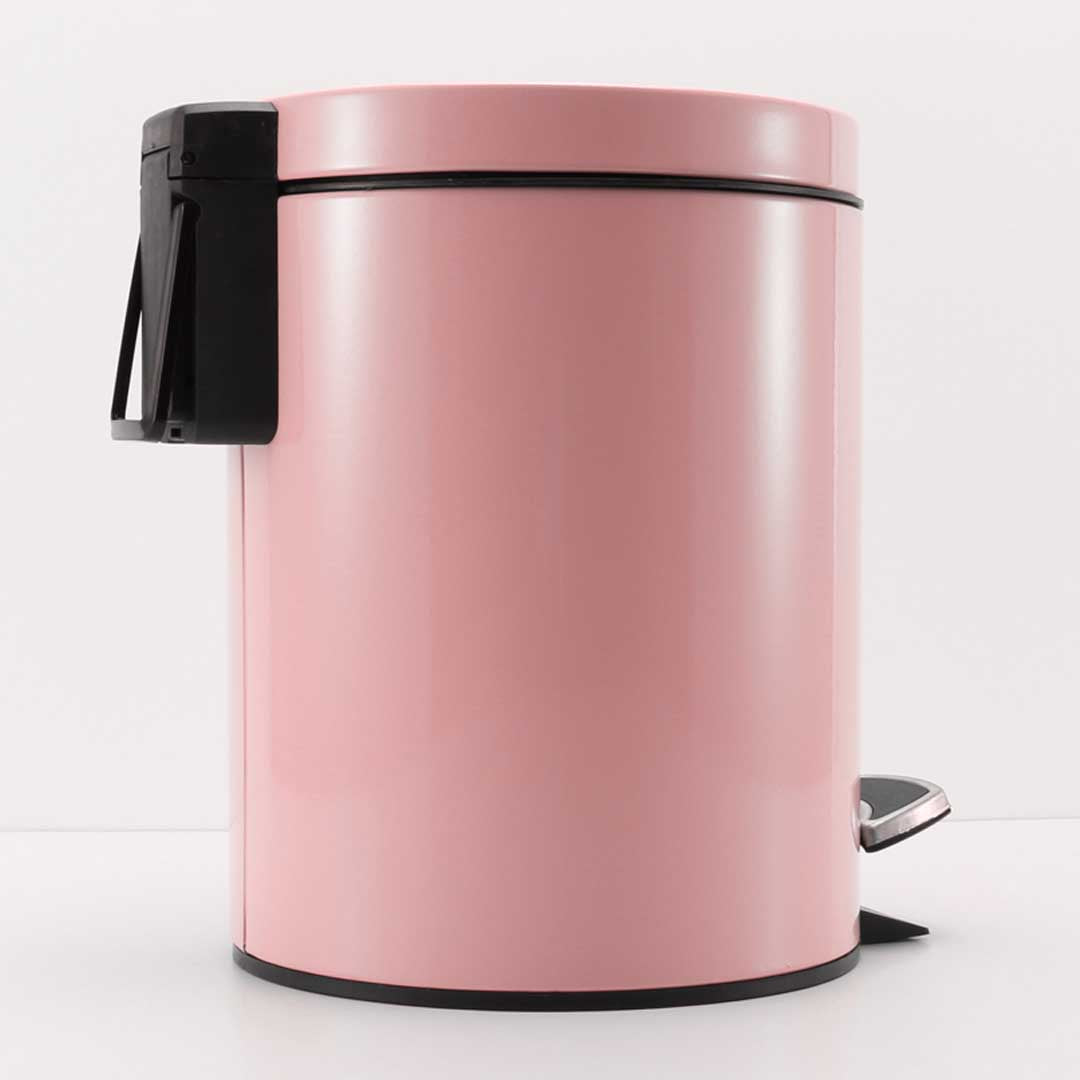 SOGA 2X Foot Pedal Stainless Steel Rubbish Recycling Garbage Waste Trash Bin Round 7L Pink