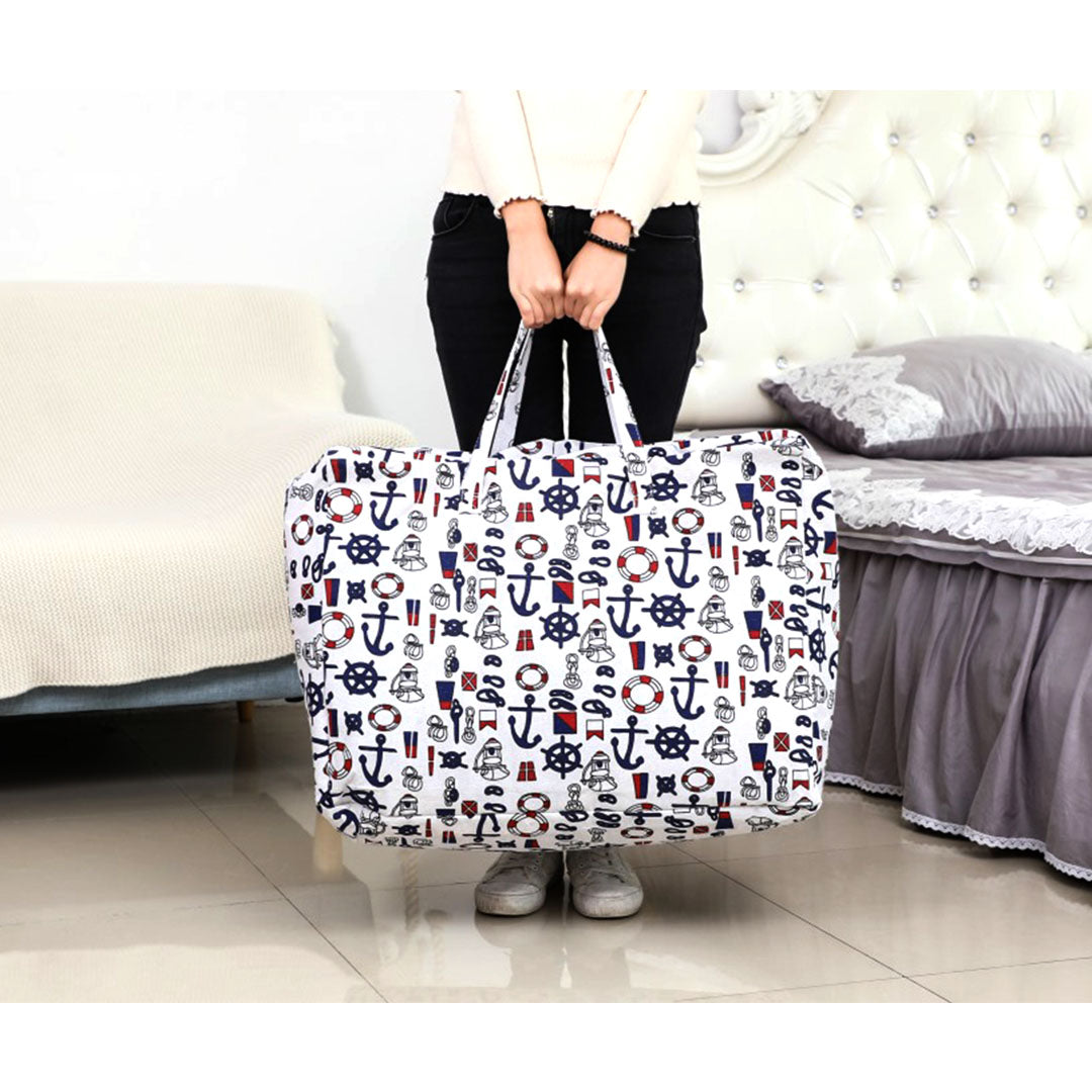 SOGA 2X Nautical Icons Super Large Storage Luggage Bag Double Zipper Foldable Travel Organiser Essentials