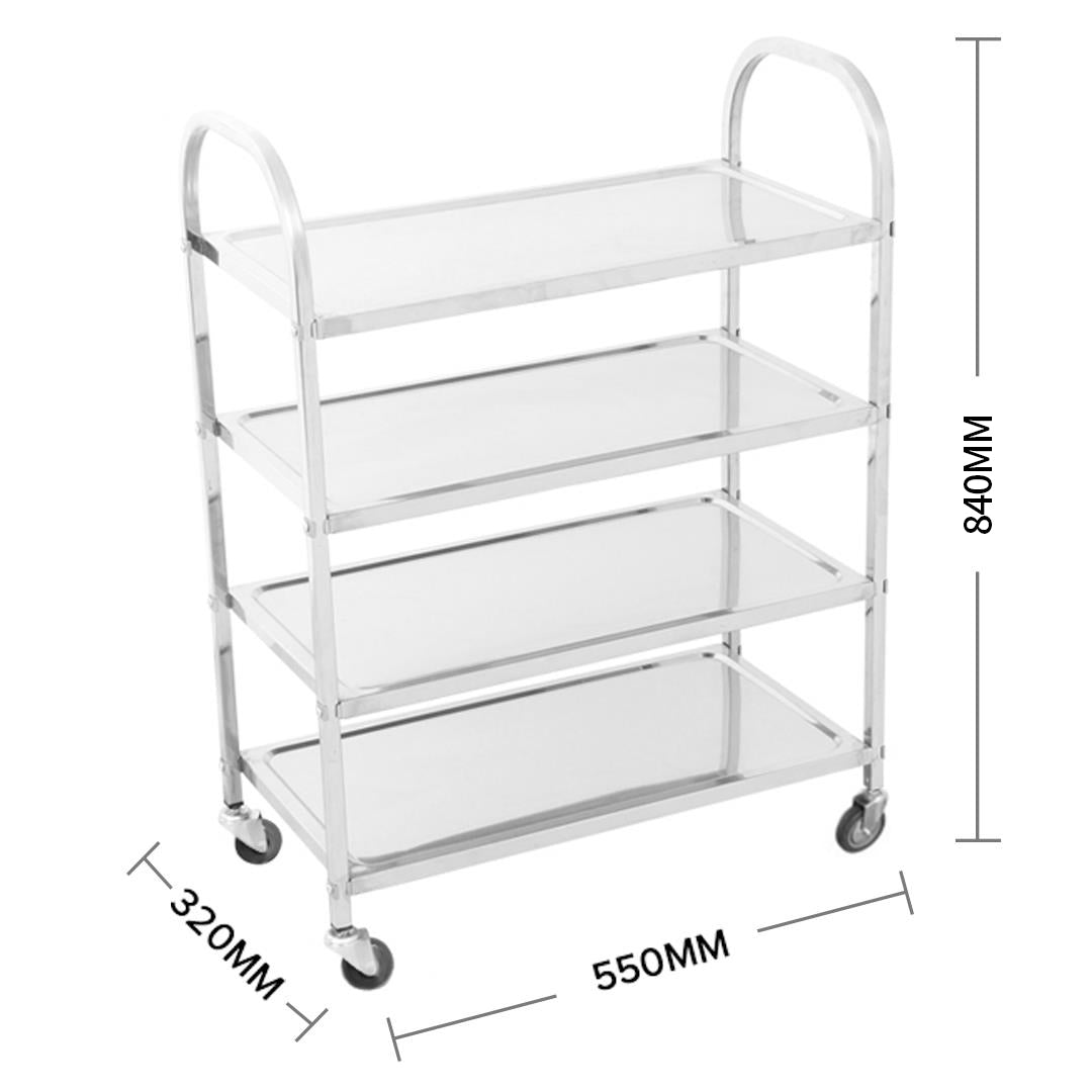 SOGA 4 Tier Stainless Steel Kitchen Dinning Food Cart Trolley Utility Size Square Medium