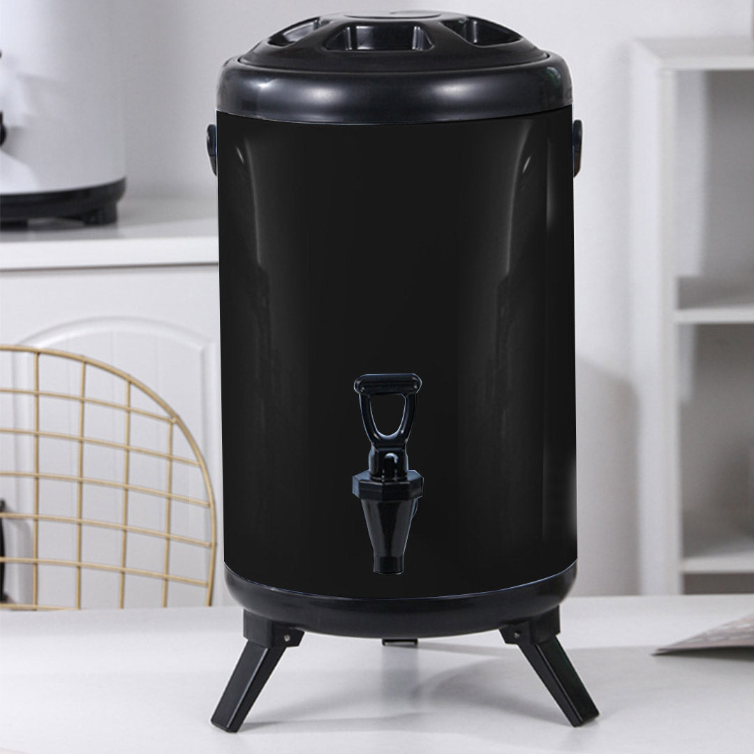 SOGA 8X 18L Stainless Steel Insulated Milk Tea Barrel Hot and Cold Beverage Dispenser Container with Faucet Black