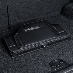 SOGA 2X Leather Car Boot Collapsible Foldable Trunk Cargo Organizer Portable Storage Box With Lock Black Medium