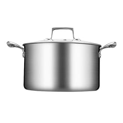 SOGA 2X 28cm Stainless Steel Soup Pot Stock Cooking Stockpot Heavy Duty Thick Bottom with Glass Lid