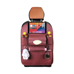 SOGA 2X PVC Leather Car Back Seat Storage Bag Multi-Pocket Organizer Backseat and iPad Mini Holder Red