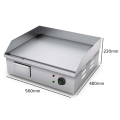 SOGA Electric Stainless Steel Flat Griddle Grill BBQ Hot Plate 2200W 56*48*23cm