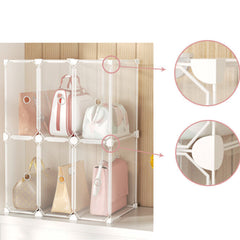 SOGA 2X 1 Tier Multifunctional PP Plastic Bag Box Portable Cubby DIY Storage Shelves Stackable Handbag Purse Organiser