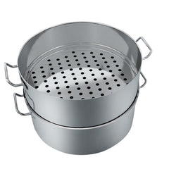 SOGA 2X Commercial 304 Stainless Steel Steamer With 2 Tiers Top Food Grade 32*22cm