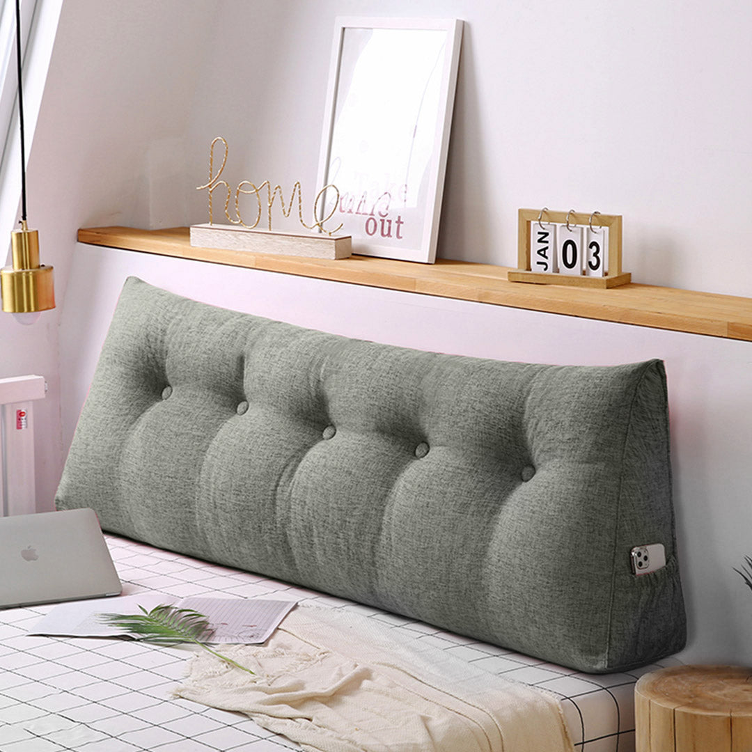 SOGA 120cm Grey Triangular Wedge Bed Pillow Headboard Backrest Bedside Tatami Cushion Home Decor