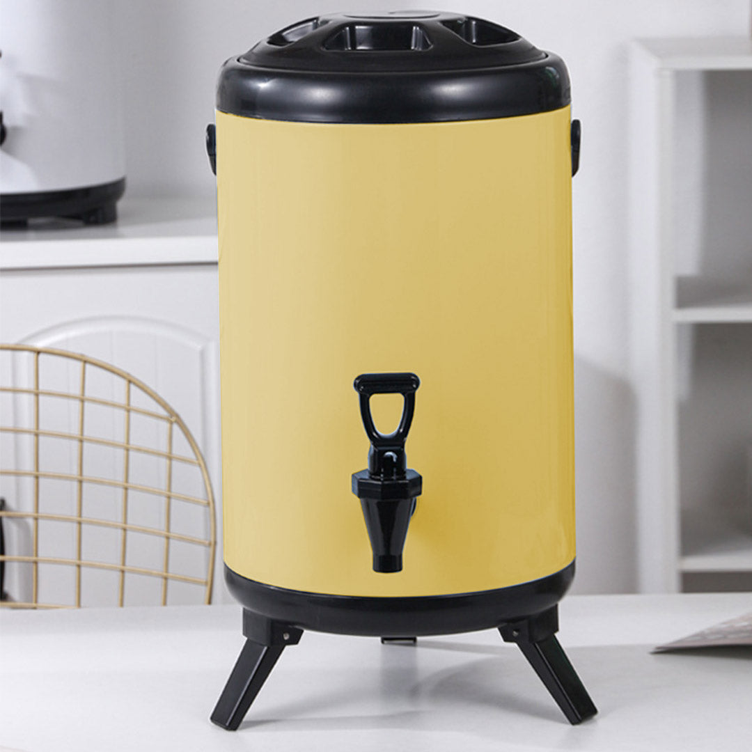 SOGA 4X 18L Stainless Steel Insulated Milk Tea Barrel Hot and Cold Beverage Dispenser Container with Faucet Yellow