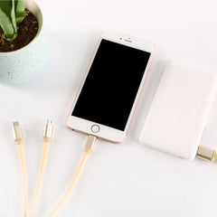 3 in 1 Micro Usb Lightning Type C Date Charge Sync Cable Gold For iPhone Samsung