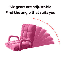 SOGA 4X Foldable Lounge Cushion Adjustable Floor Lazy Recliner Chair with Armrest Pink