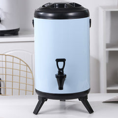 SOGA 14L Stainless Steel Insulated Milk Tea Barrel Hot and Cold Beverage Dispenser Container with Faucet White
