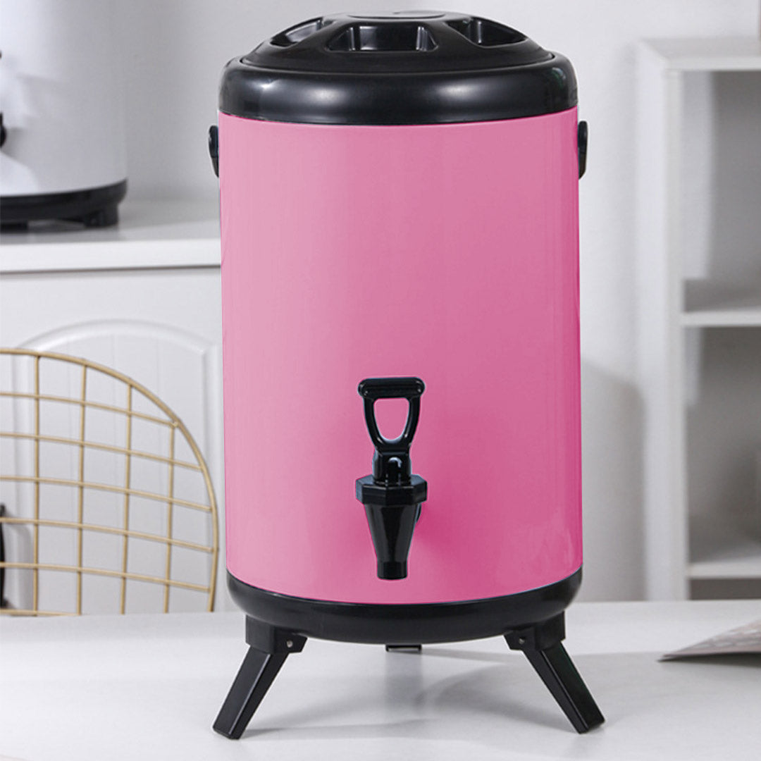 SOGA 8X 18L Stainless Steel Insulated Milk Tea Barrel Hot and Cold Beverage Dispenser Container with Faucet Pink