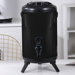SOGA 16L Stainless Steel Insulated Milk Tea Barrel Hot and Cold Beverage Dispenser Container with Faucet Black