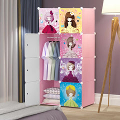SOGA 8 Cubes Princess Design Portable Wardrobe Divide-Grid Modular Storage Organiser Foldable Closet