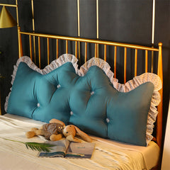 SOGA 150cm Blue-Green Princess Bed Pillow Headboard Backrest Bedside Tatami Sofa Cushion with Ruffle Lace Home Decor