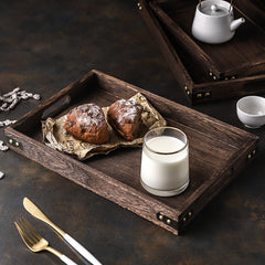 SOGA 2X Small Walnut Rectangle Wooden Tray Breakfast Dinner Serving Board Tea Set Holder Kitchen Home Decor