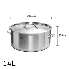 SOGA Dual Burners Cooktop Stove 30cm Cast Iron Skillet and 14L Stainless Steel Stockpot