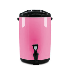 SOGA 4X 8L Stainless Steel Insulated Milk Tea Barrel Hot and Cold Beverage Dispenser Container with Faucet Pink