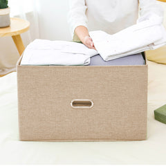 SOGA 2X Beige Super Large Foldable Canvas Storage Box Cube Clothes Basket Organiser Home Decorative Box
