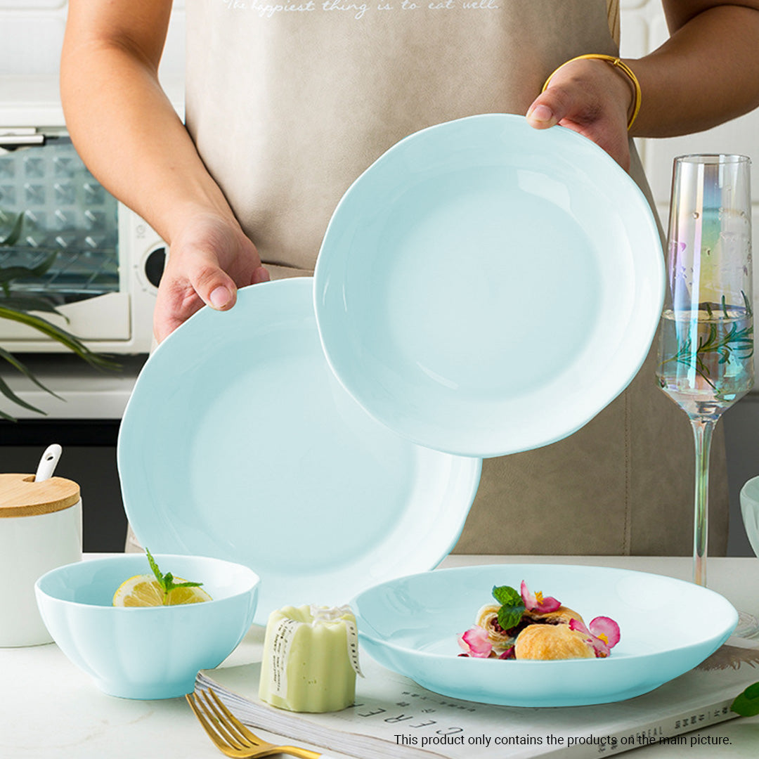 SOGA Light Blue Japanese Style Ceramic Dinnerware Crockery Soup Bowl Plate Server Kitchen Home Decor Set of 5