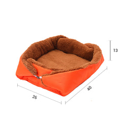 SOGA 2X Orange Dual-purpose Cushion Nest Cat Dog Bed Warm Plush Kennel Mat Pet Home Travel Essentials