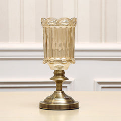 SOGA 28.5cm Transparent Glass Flower Vase with Metal Base Filler Vase